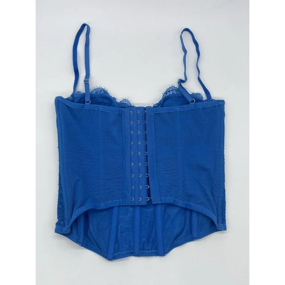 Urban Outfitters Out From Under Lace Corset Top Y2K Blue Coquette Festival Fairy - Picture 3 of 5